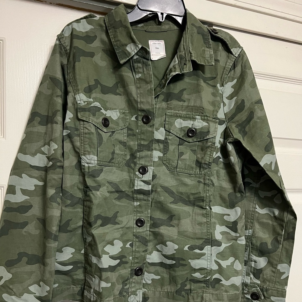 Camo Button-Up Utility Jacket - Green Camouflage
